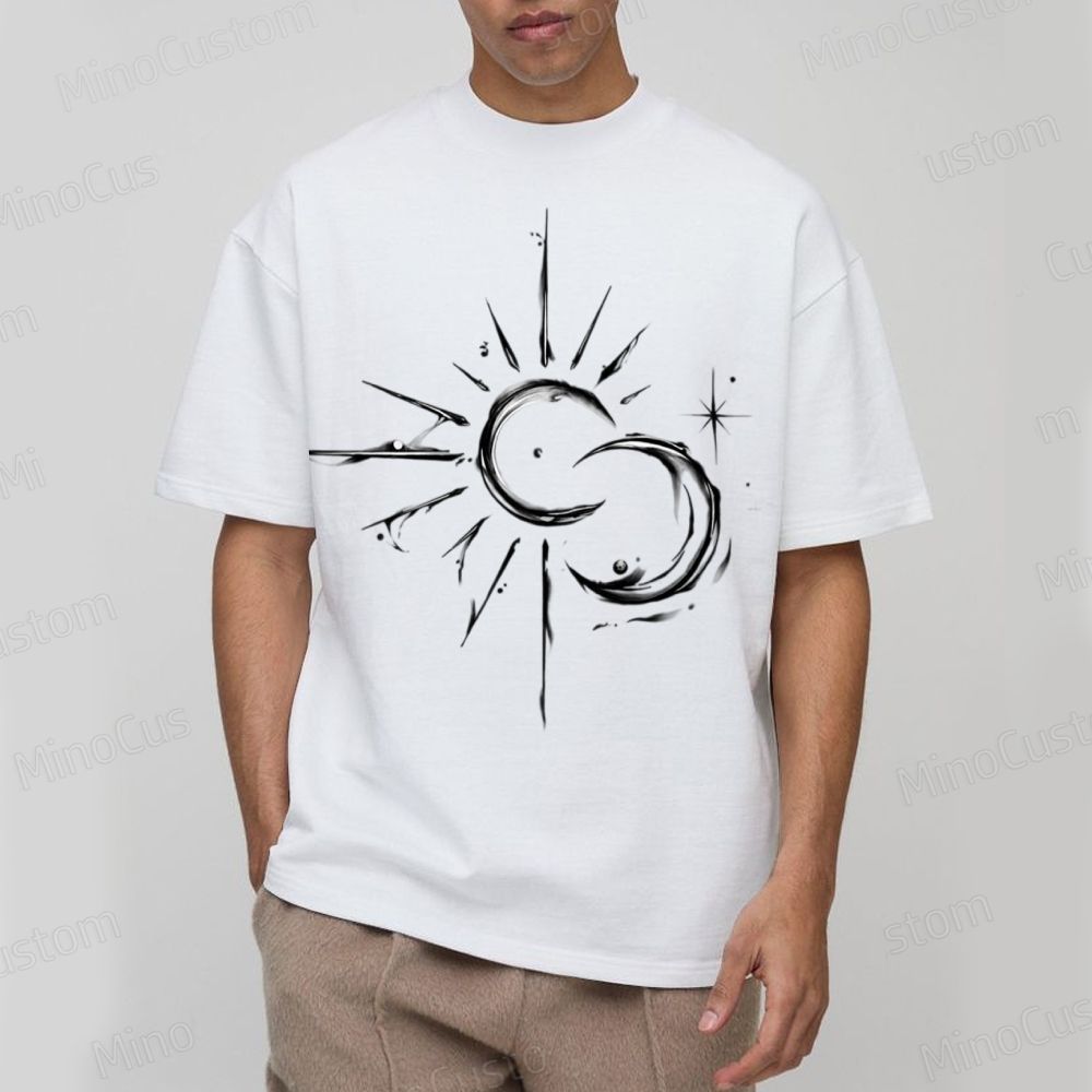 Sun and Moon Celestial Graphic T - Shirt