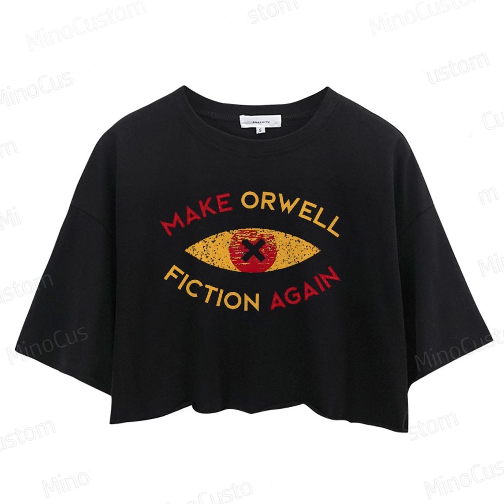 Make Orwell Fiction Again Vintage Distressed Crop Tops