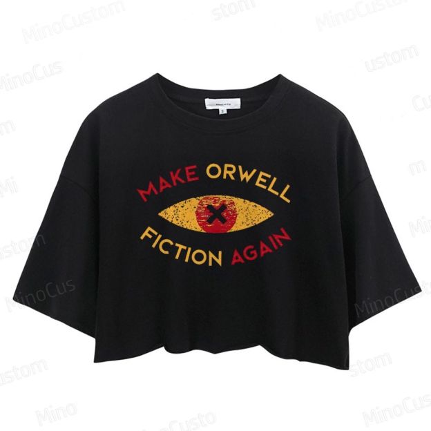 Make Orwell Fiction Again Vintage Distressed Crop Tops