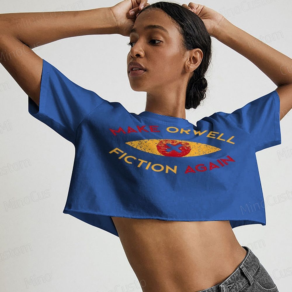 Make Orwell Fiction Again Vintage Distressed Crop Tops