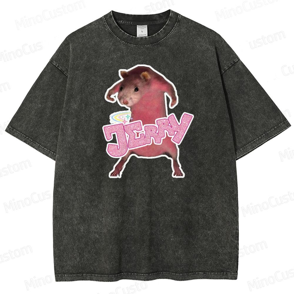Pink hamster Jerry  Washed T-Shirt 