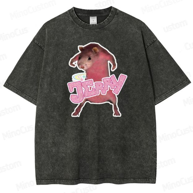 Pink hamster Jerry  Washed T-Shirt 