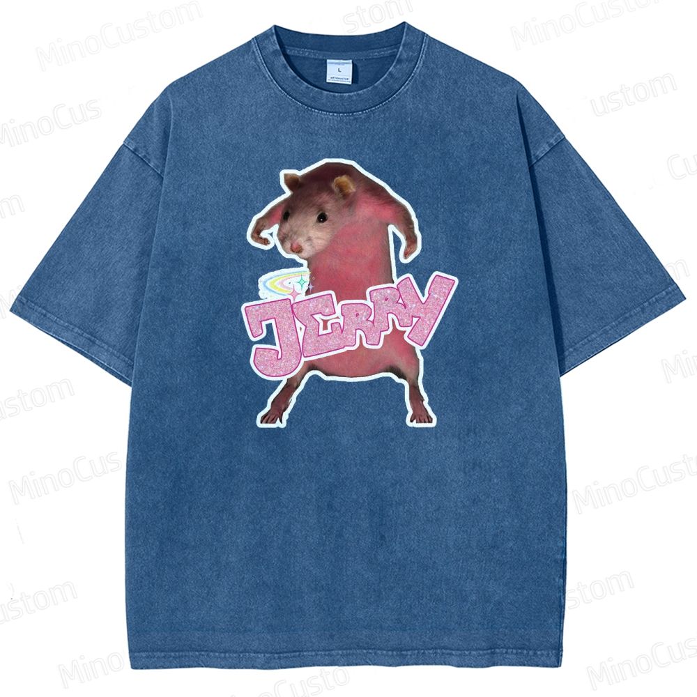 Pink hamster Jerry  Washed T-Shirt 