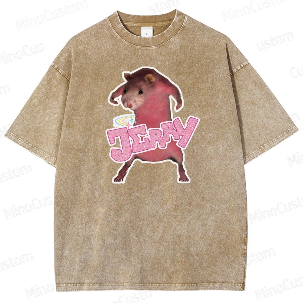 Pink hamster Jerry  Washed T-Shirt 