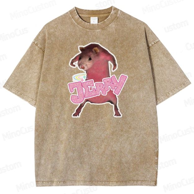 Pink hamster Jerry  Washed T-Shirt 