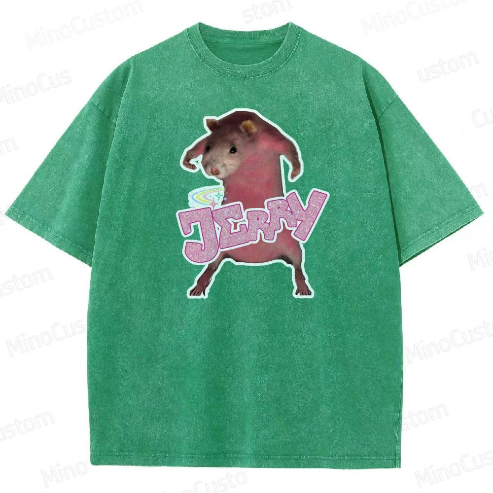 Pink hamster Jerry  Washed T-Shirt 