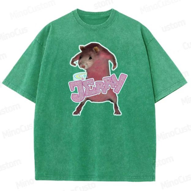 Pink hamster Jerry  Washed T-Shirt 