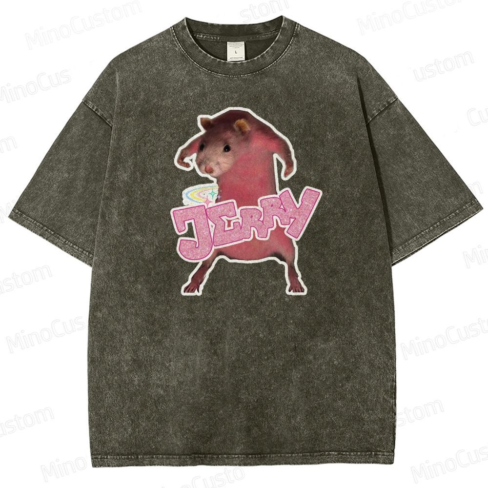 Pink hamster Jerry  Washed T-Shirt 