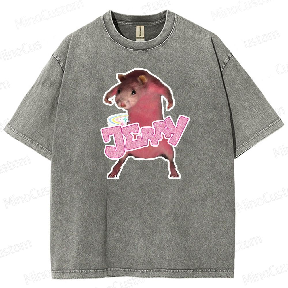 Pink hamster Jerry  Washed T-Shirt 