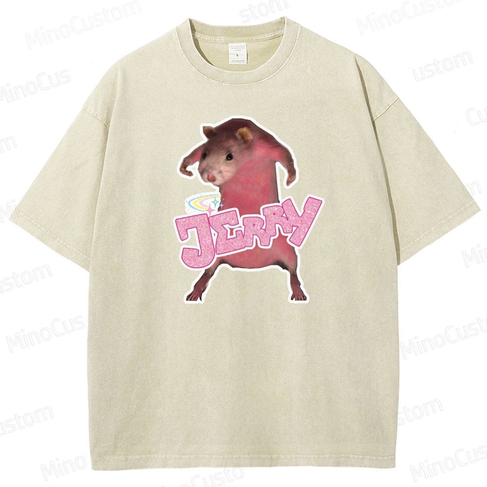 Pink hamster Jerry  Washed T-Shirt 