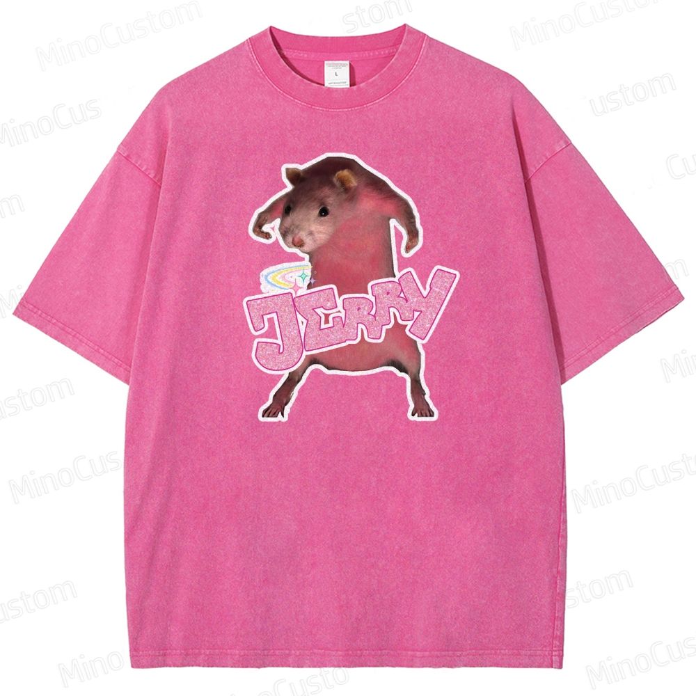 Pink hamster Jerry  Washed T-Shirt 