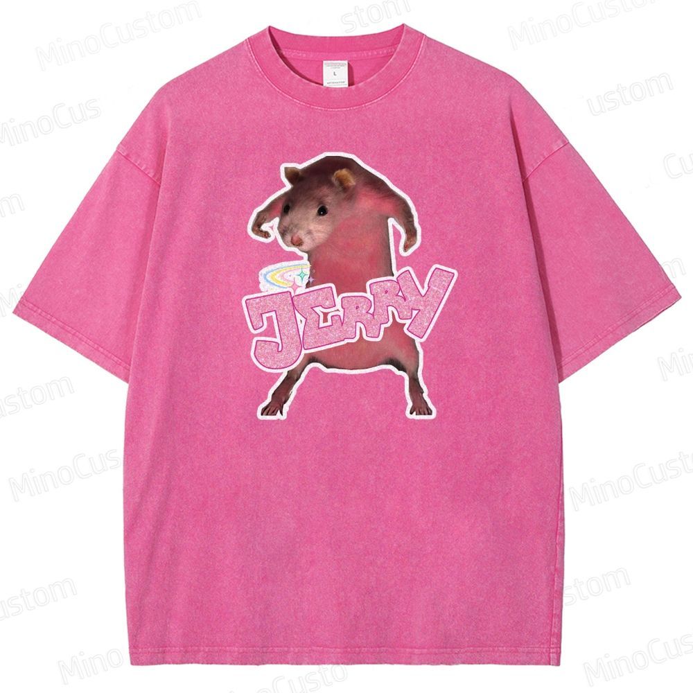 Pink hamster Jerry  Washed T-Shirt 