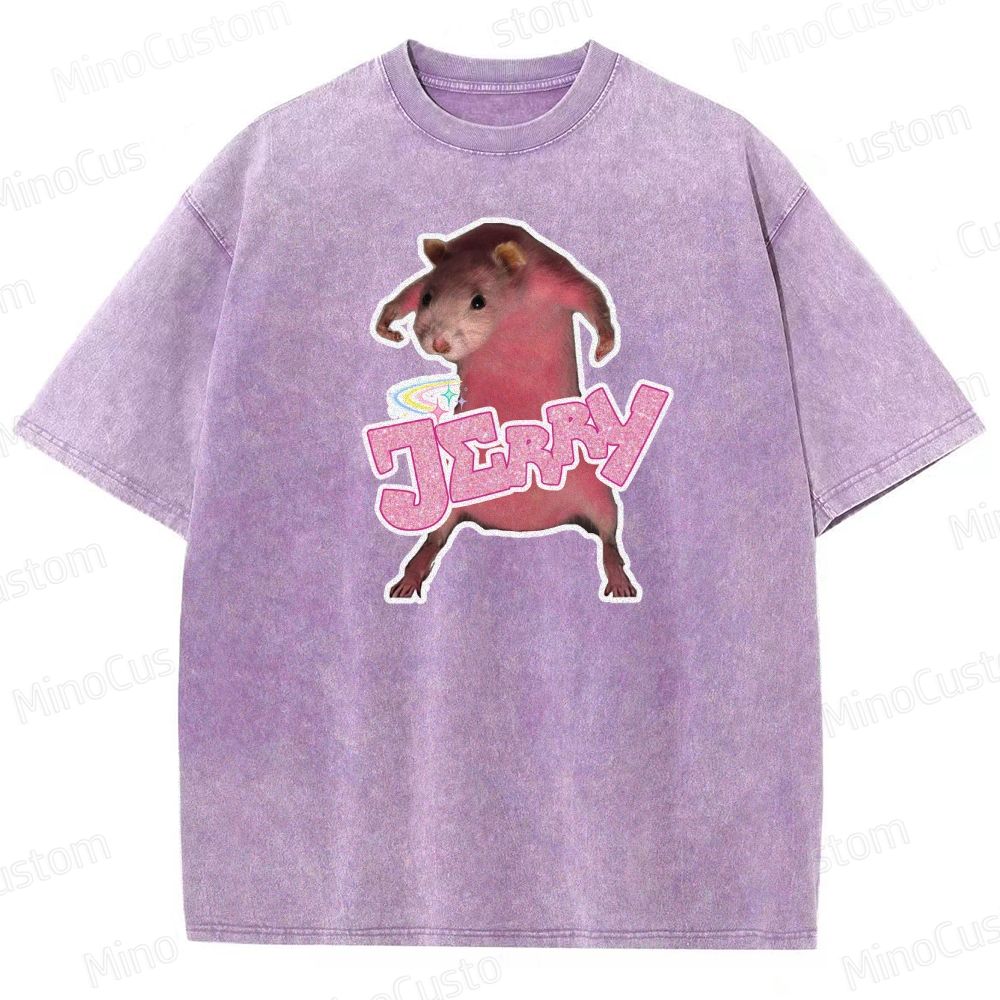 Pink hamster Jerry  Washed T-Shirt 