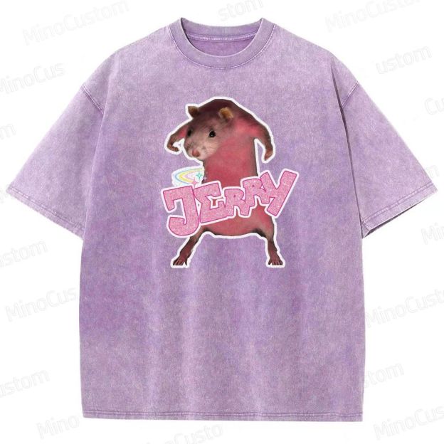 Pink hamster Jerry  Washed T-Shirt 