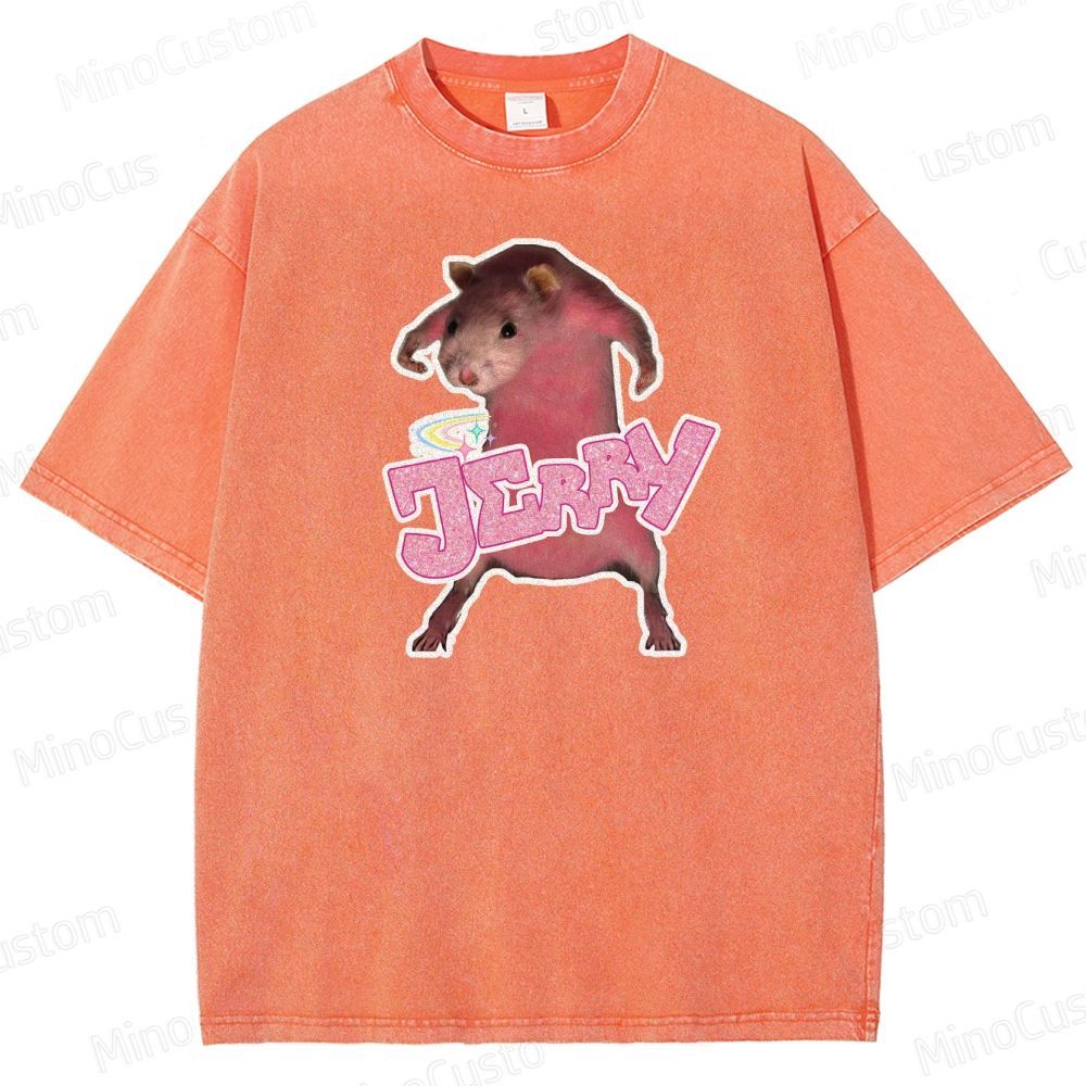 Pink hamster Jerry Washed T-Shirt