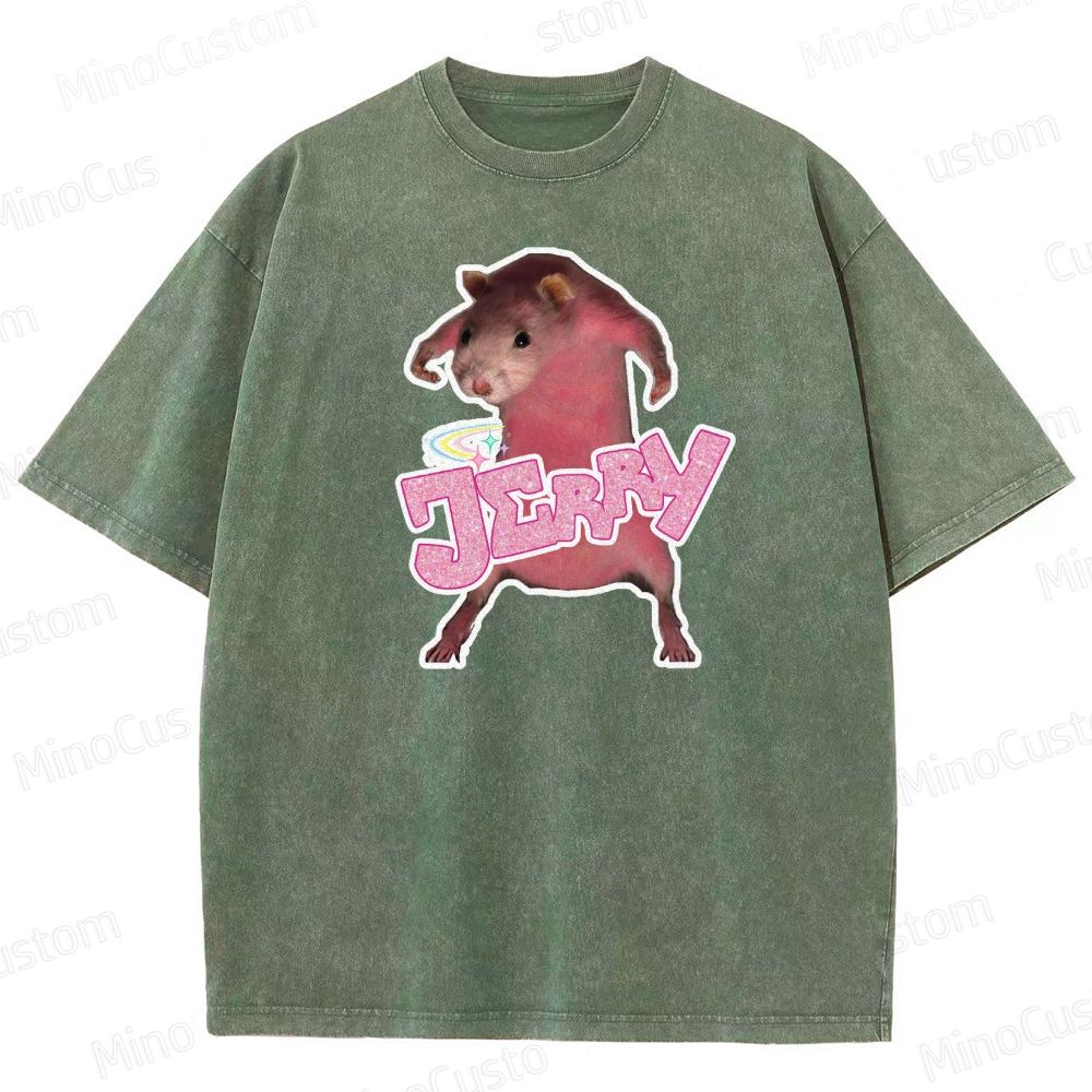 Pink hamster Jerry  Washed T-Shirt 