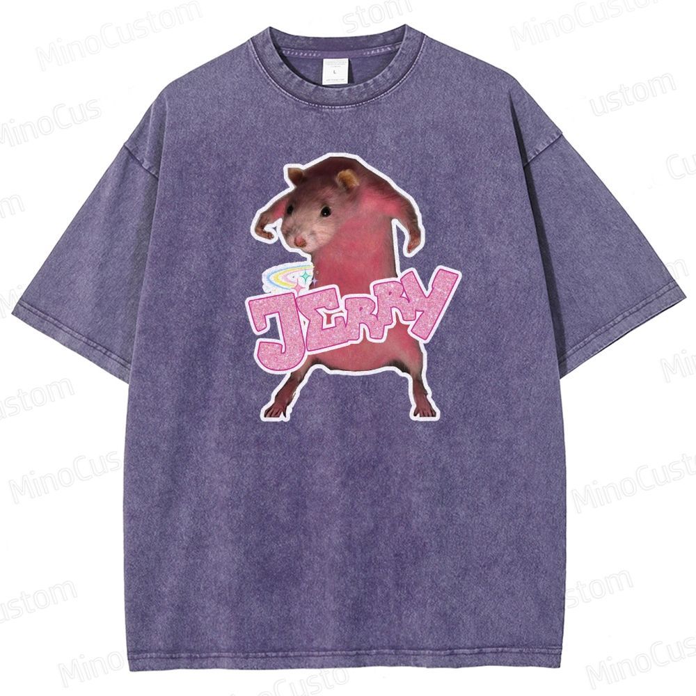 Pink hamster Jerry  Washed T-Shirt 