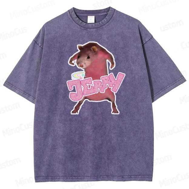 Pink hamster Jerry  Washed T-Shirt 