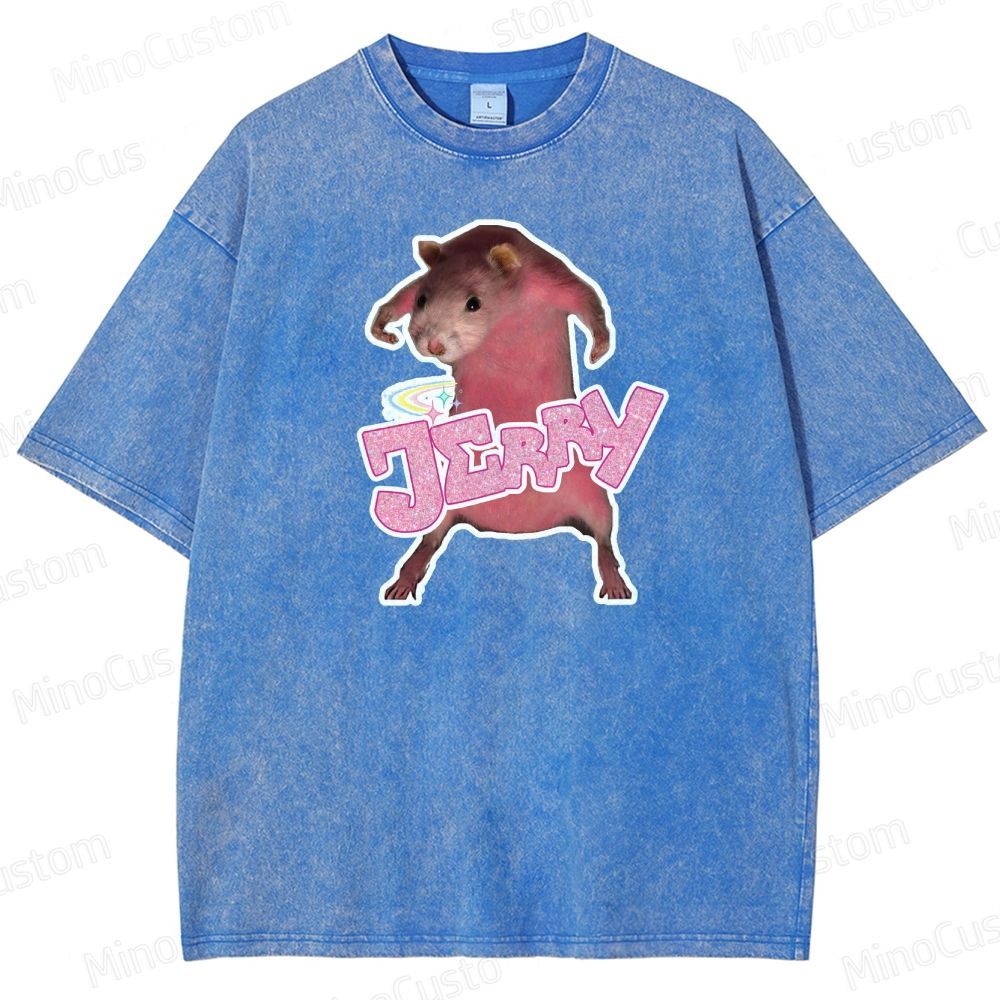 Pink hamster Jerry  Washed T-Shirt 