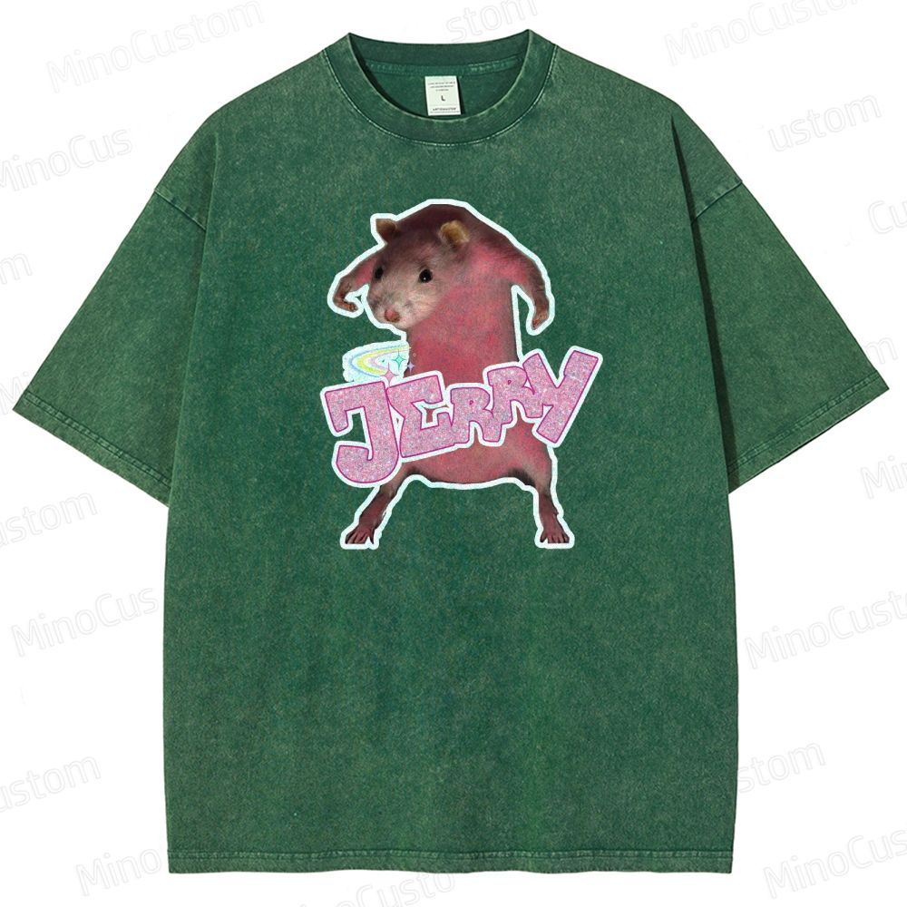 Pink hamster Jerry  Washed T-Shirt 