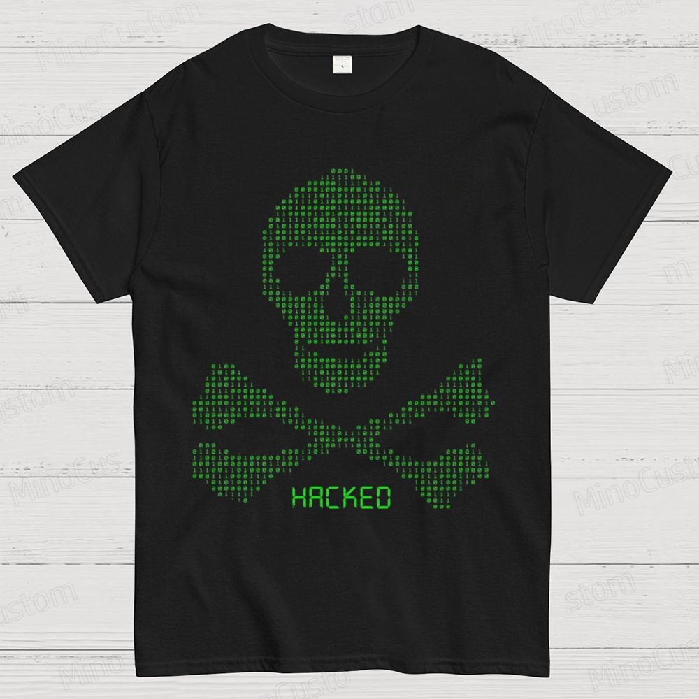 “HACKED” Skull Binary Code T - Shirt