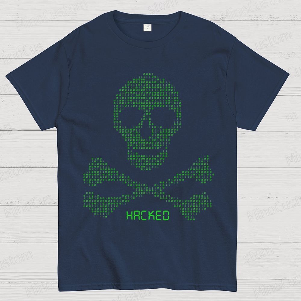“HACKED” Skull Binary Code T - Shirt