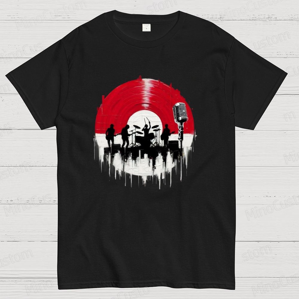 Rock Band Vinyl Record Graphic T - Shirt