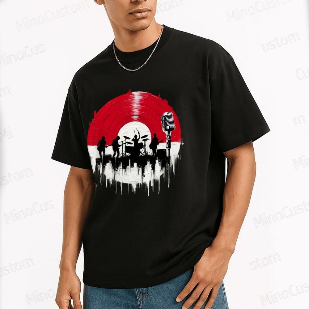 Rock Band Vinyl Record Graphic T - Shirt