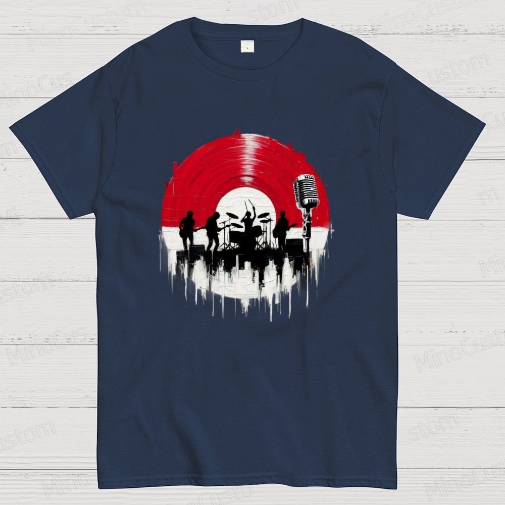 Rock Band Vinyl Record Graphic T - Shirt