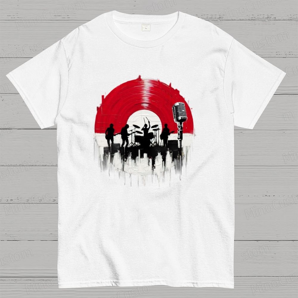 Rock Band Vinyl Record Graphic T - Shirt