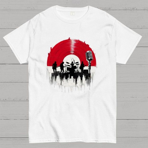 Rock Band Vinyl Record Graphic T - Shirt