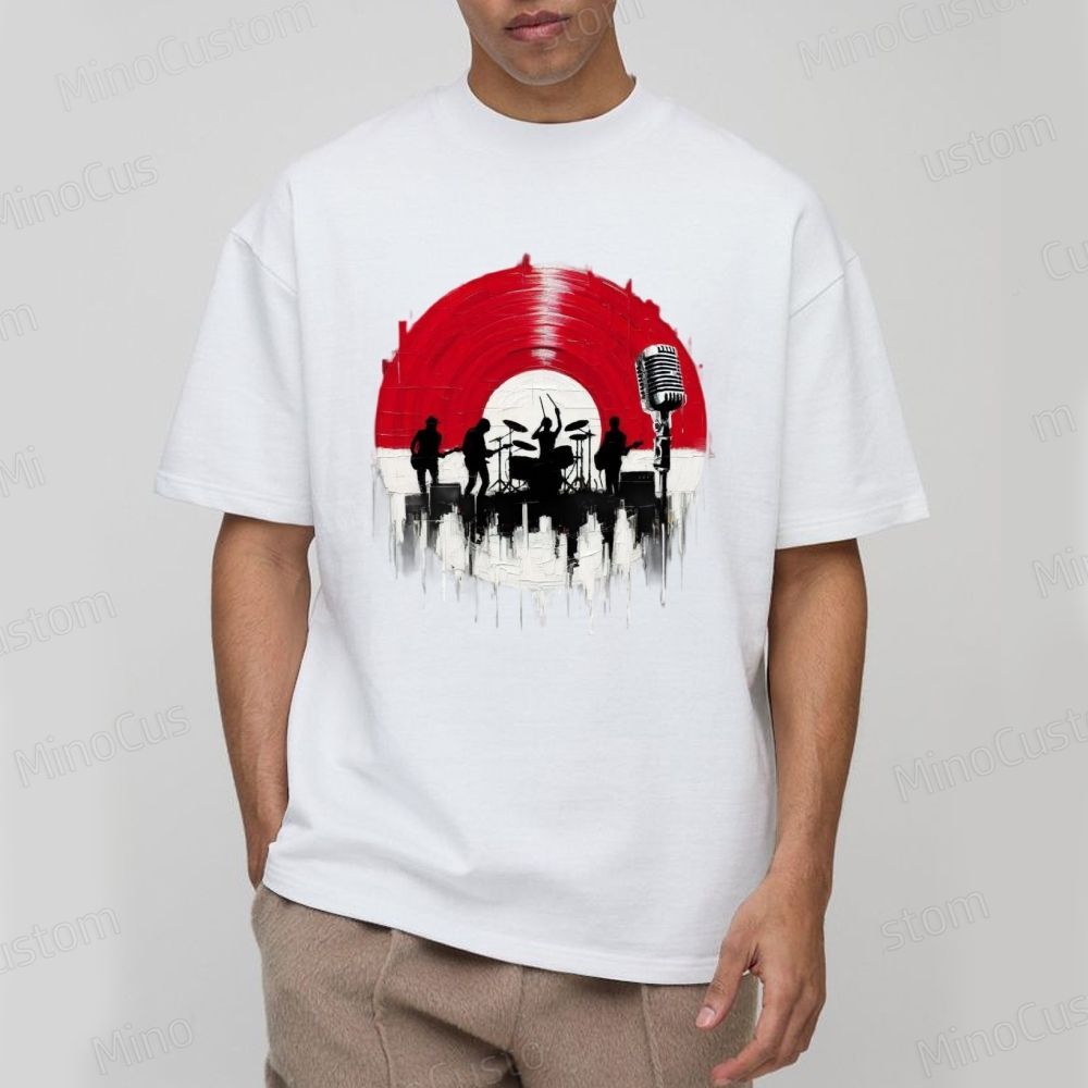 Rock Band Vinyl Record Graphic T - Shirt