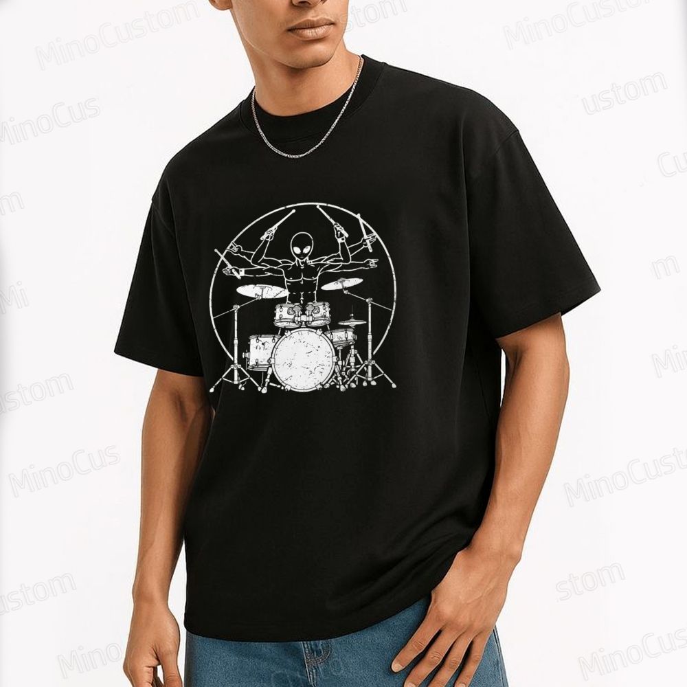 Alien Drummer Graphic T - Shirt