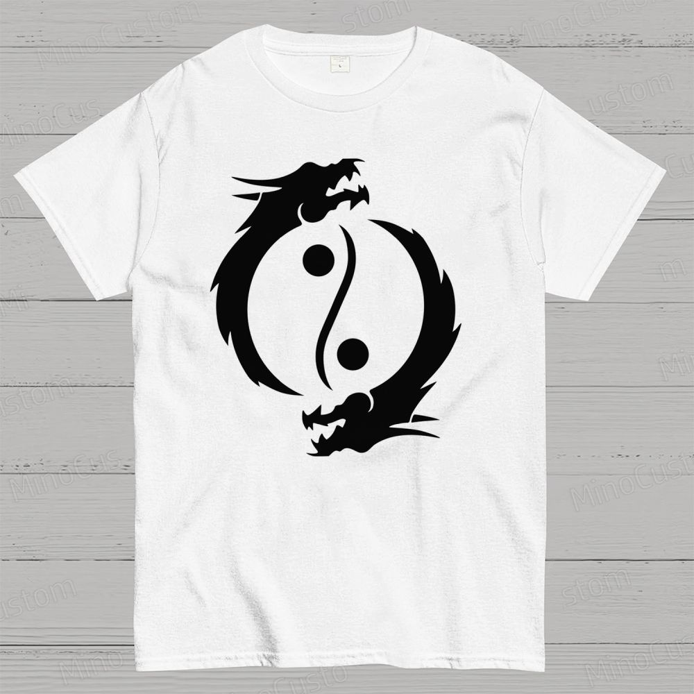 Yin Yang Dragon Graphic T - Shirt
