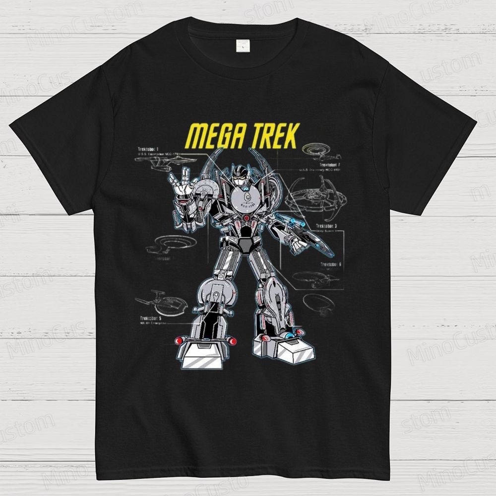 Mega Trek Robot Blueprint Graphic T - Shirt