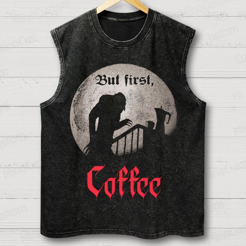 But First Coffee  Washed Tank Top 