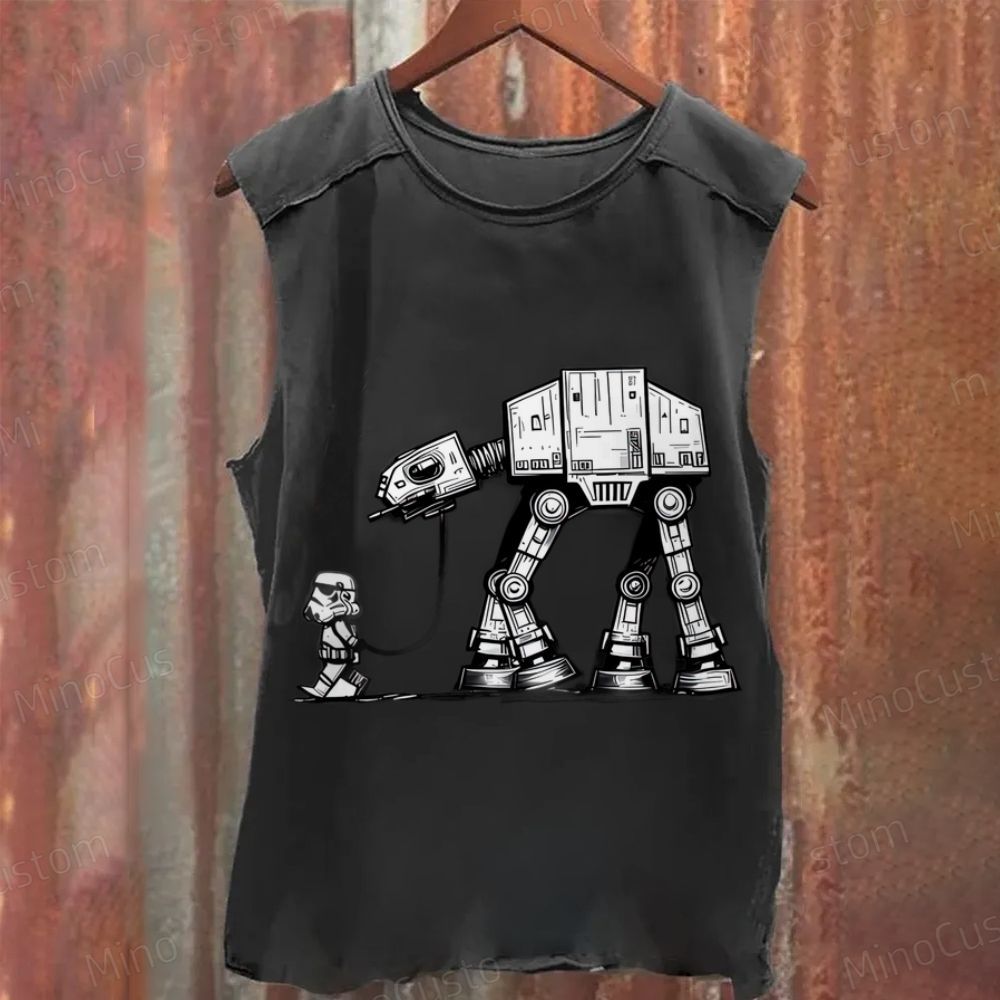 Empire Robot Dog-Star Battles Geek Washed Tank Top