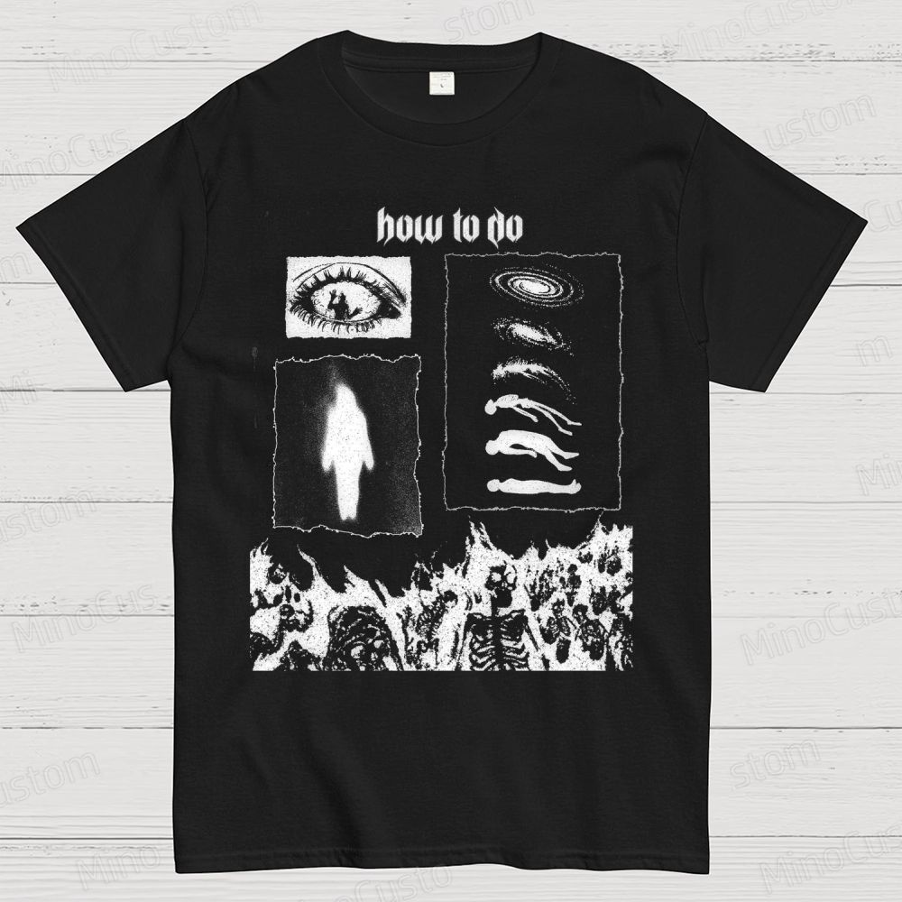 Gothic “how to do” Dark Art Collage Graphic T - Shirt