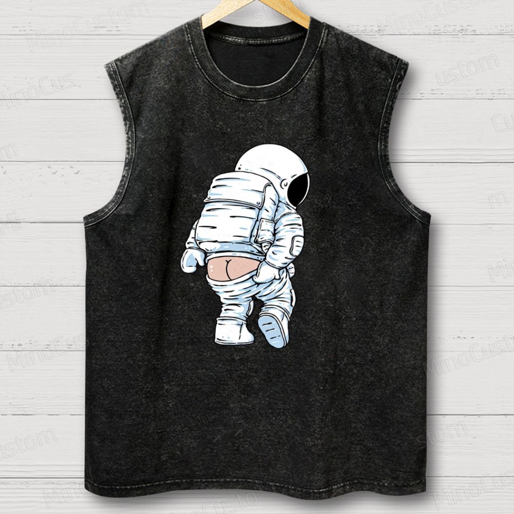 Unisex Funny Astronaut Washed Tank Top 