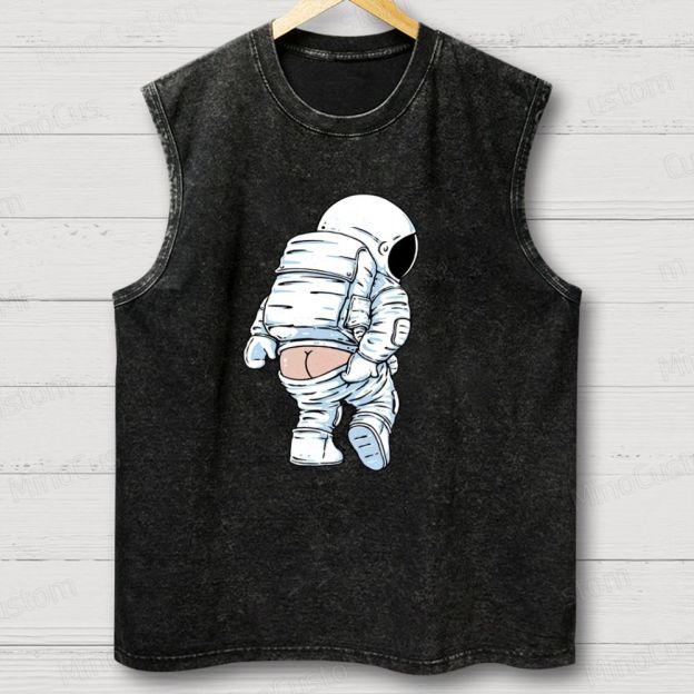 Unisex Funny Astronaut Washed Tank Top 