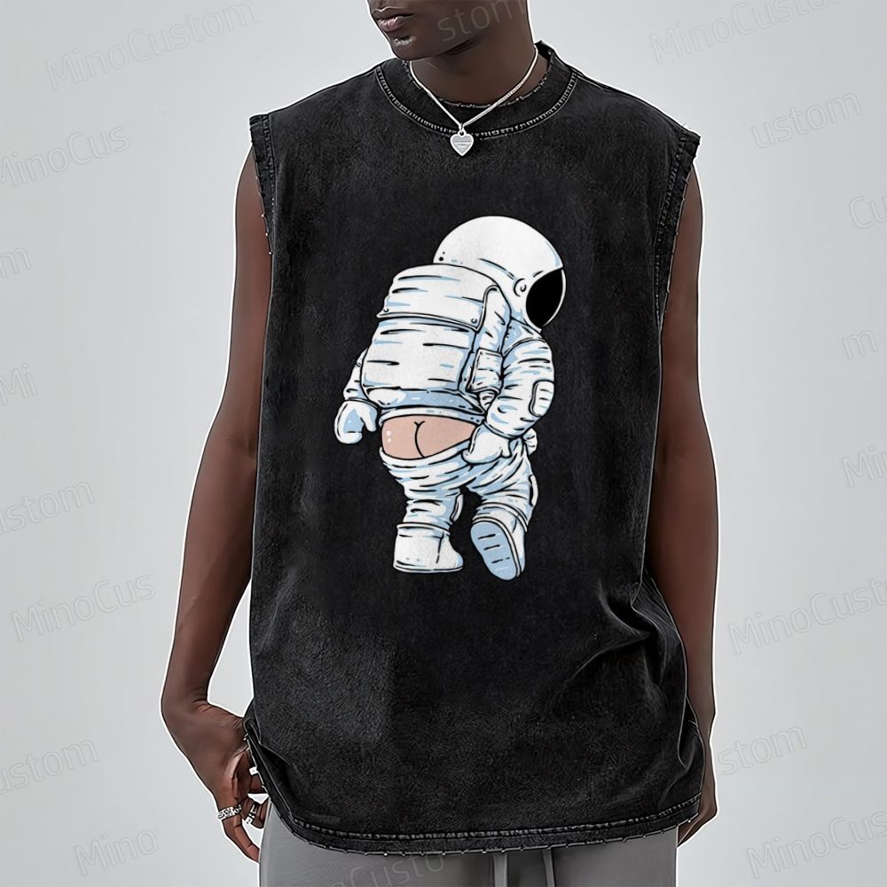 Unisex Funny Astronaut Washed Tank Top 