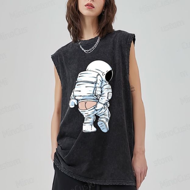 Unisex Funny Astronaut Washed Tank Top 