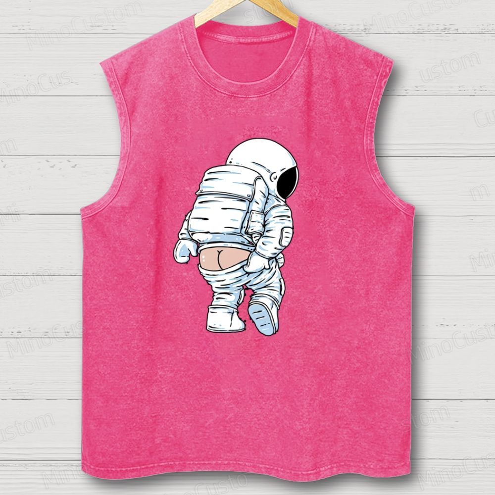 Unisex Funny Astronaut Washed Tank Top 