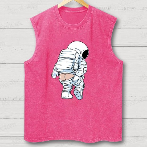 Unisex Funny Astronaut Washed Tank Top 