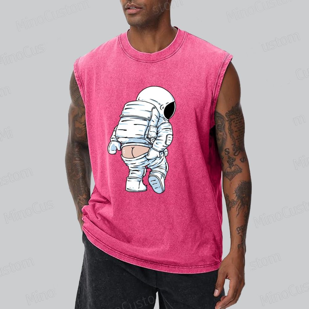 Unisex Funny Astronaut Washed Tank Top 