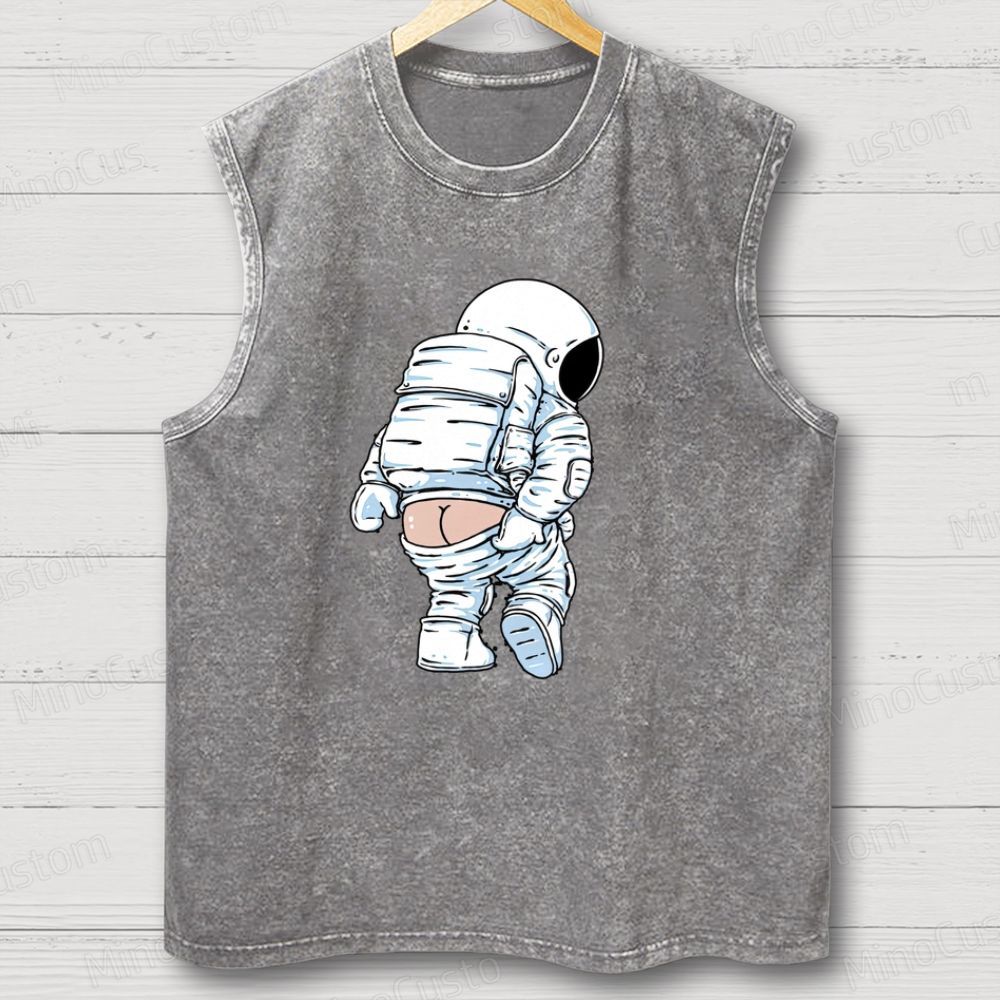 Unisex Funny Astronaut Washed Tank Top 