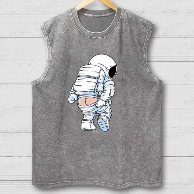 Unisex Funny Astronaut Washed Tank Top 