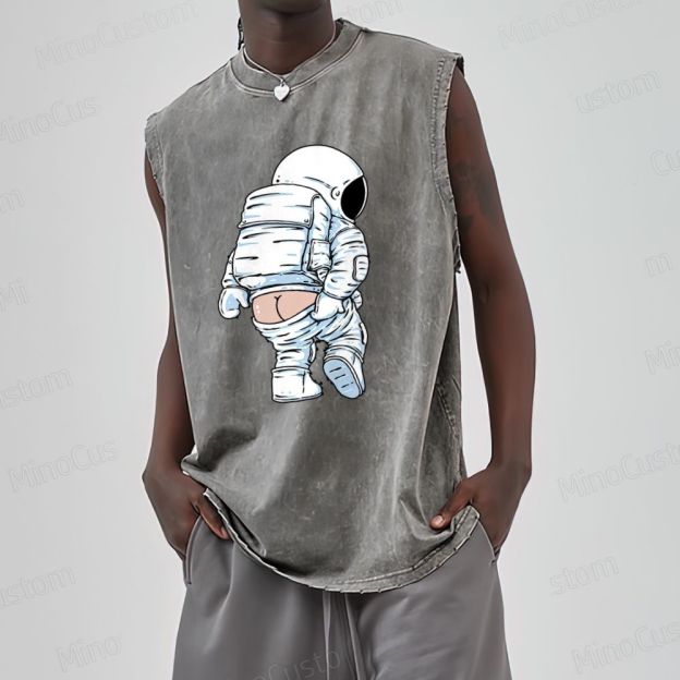 Unisex Funny Astronaut Washed Tank Top 