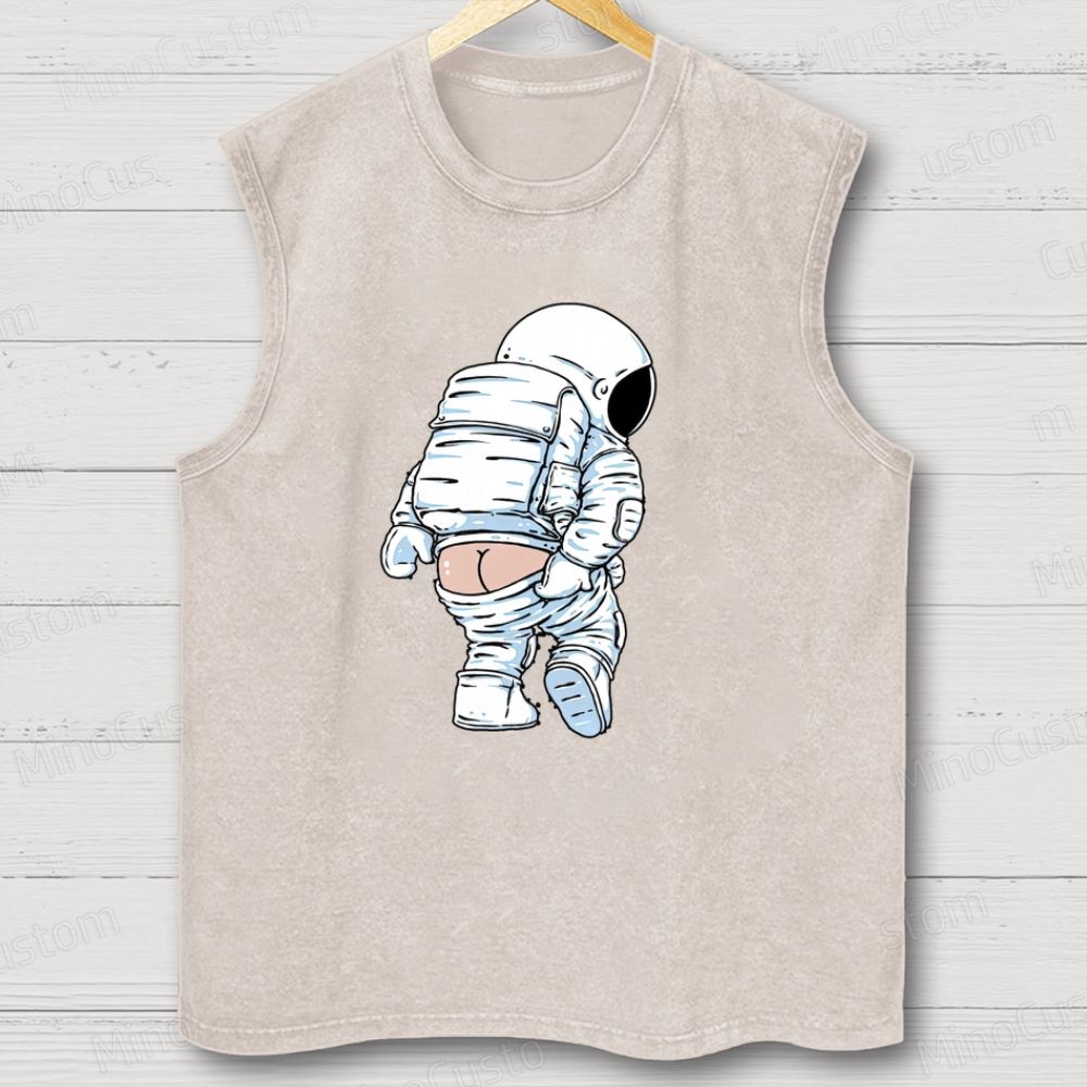 Unisex Funny Astronaut Washed Tank Top 