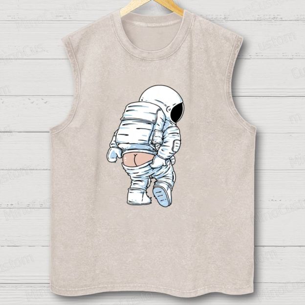 Unisex Funny Astronaut Washed Tank Top 